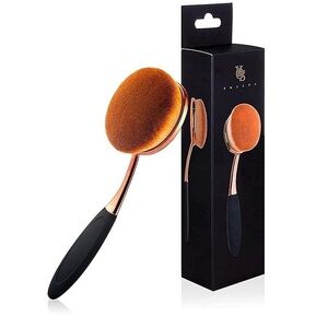 Yoseng Oval Makeup Brush with Rose Gold Handle and Brown Bristles